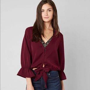 Red by BKE front tie blouse with buttons NWOT